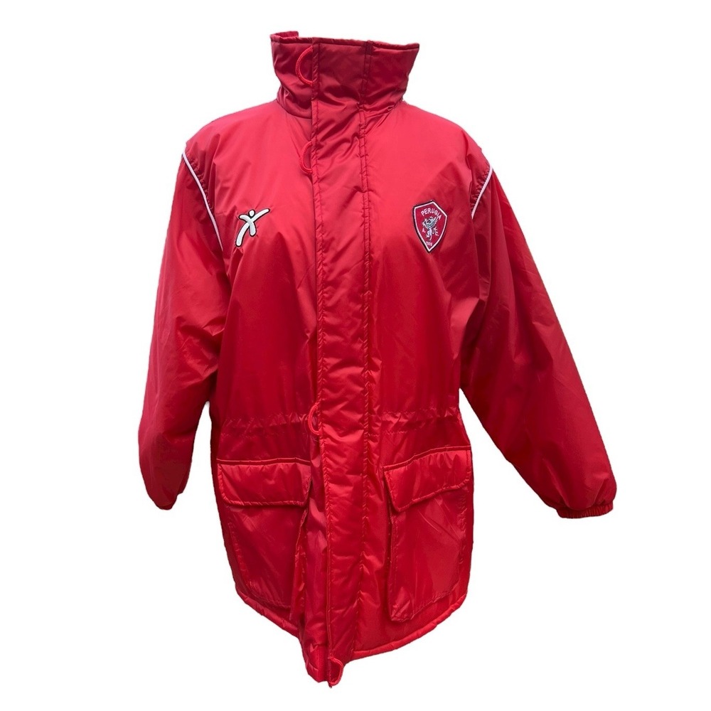 Vtg Perugia Red Puffy Jacket With Zip Away Hood GALEX‎ Men's Medium